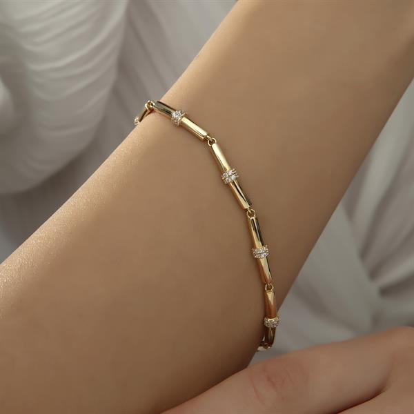 14 Ayar Altın Modern Bambou Bileklik