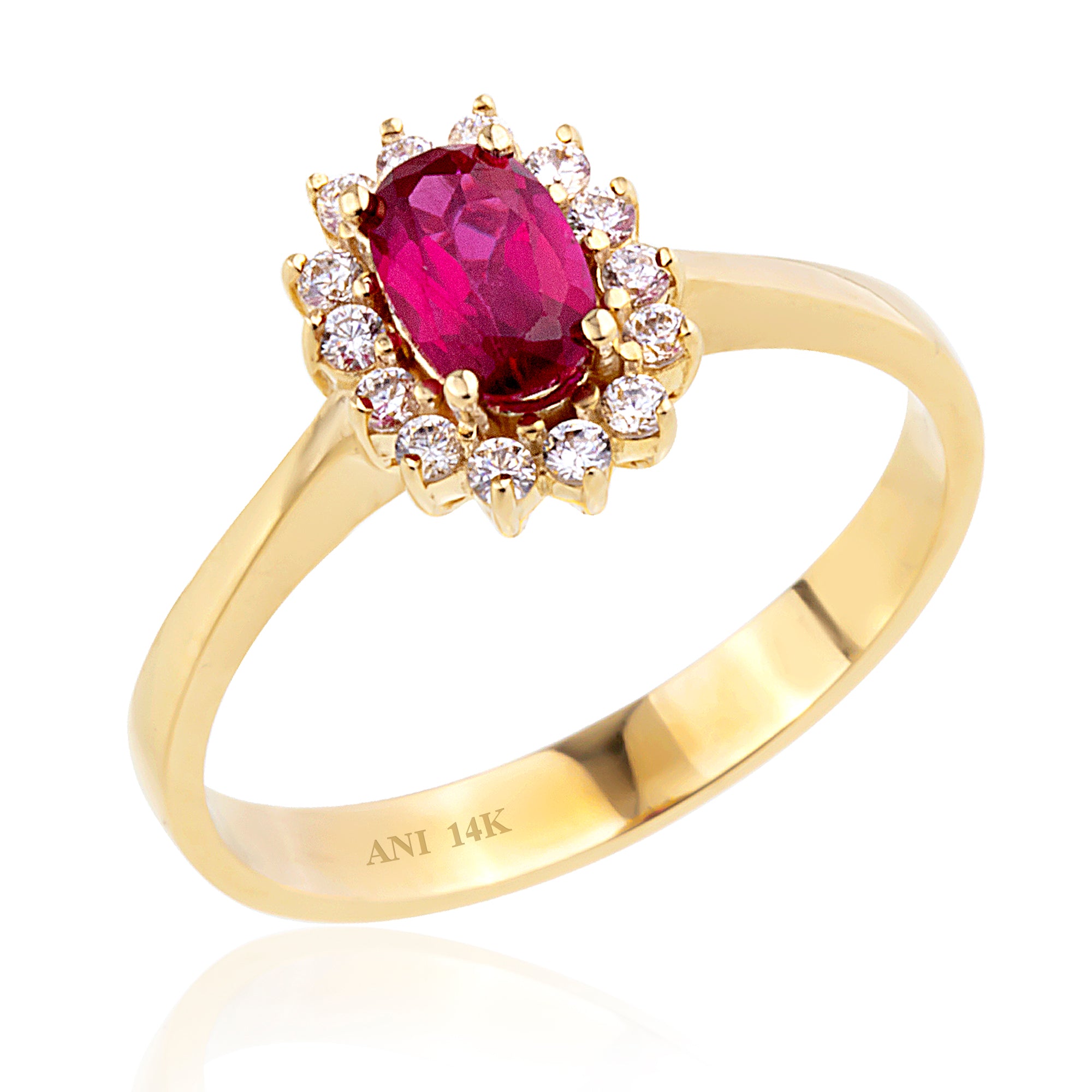 14 Ayar Altın Ladies Fantezi Oval Yüzük