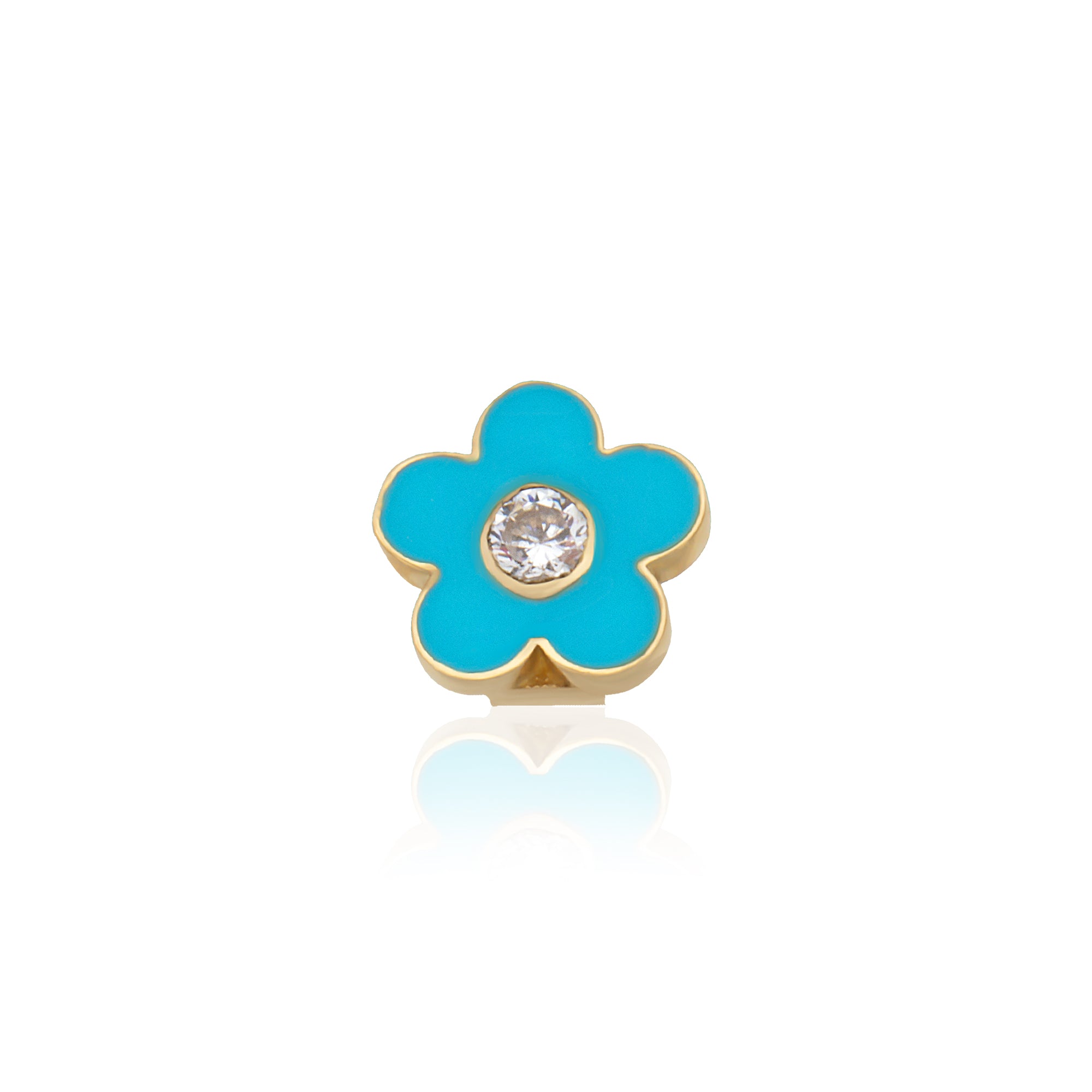 14 Ayar Altın Mineli Tektaş Çiçek Charm