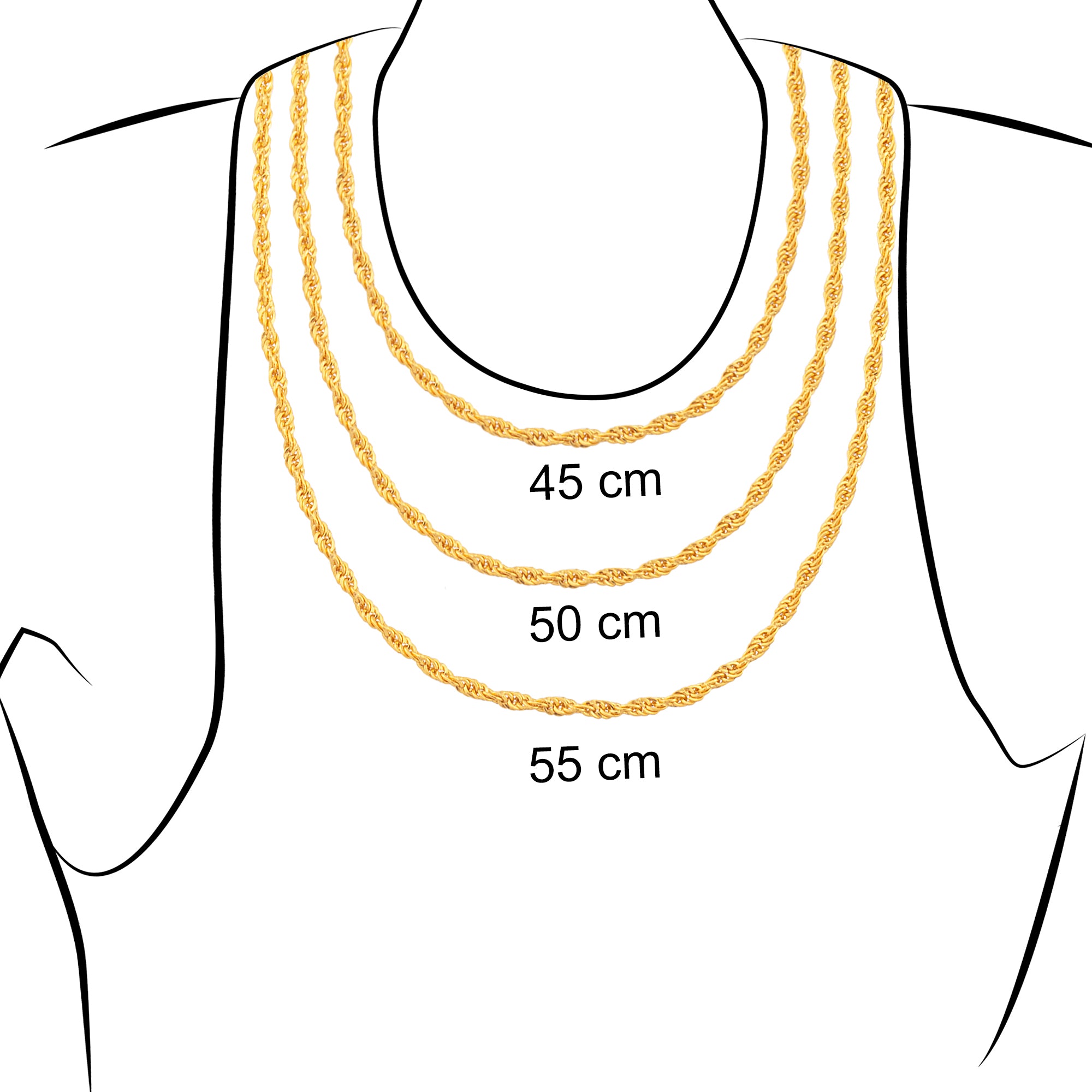 14 Ayar Altın Minimal Halat Burgu Zincir Kolye 50 cm