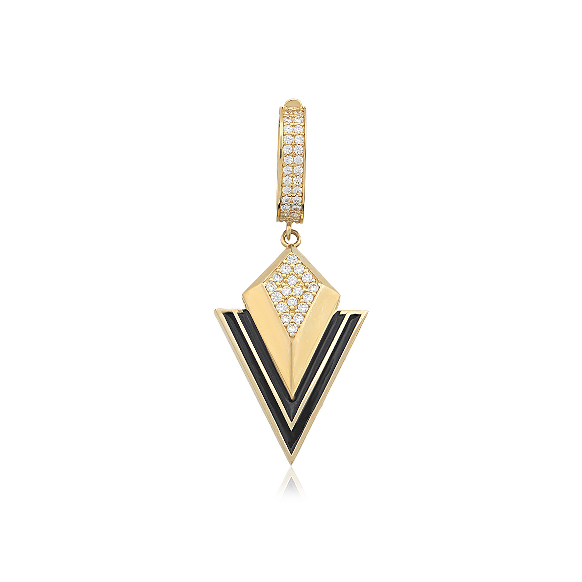 14 Ayar Altın Mineli Taşlı Geometrik Charm