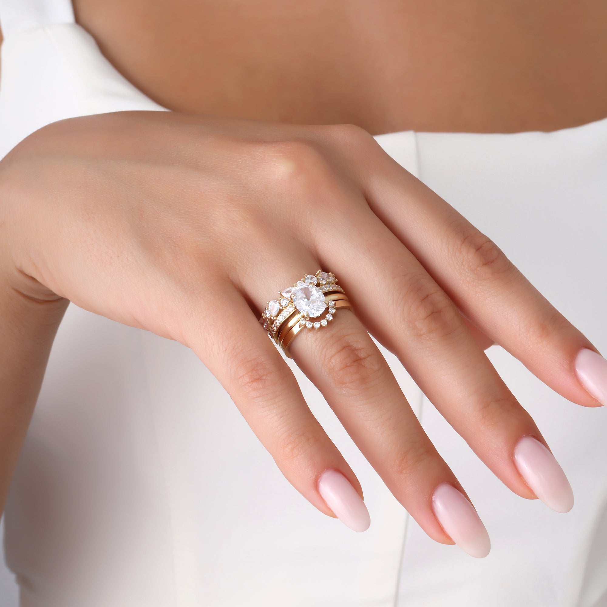 14 Ayar Altın Tasarım Kombin Yüzük